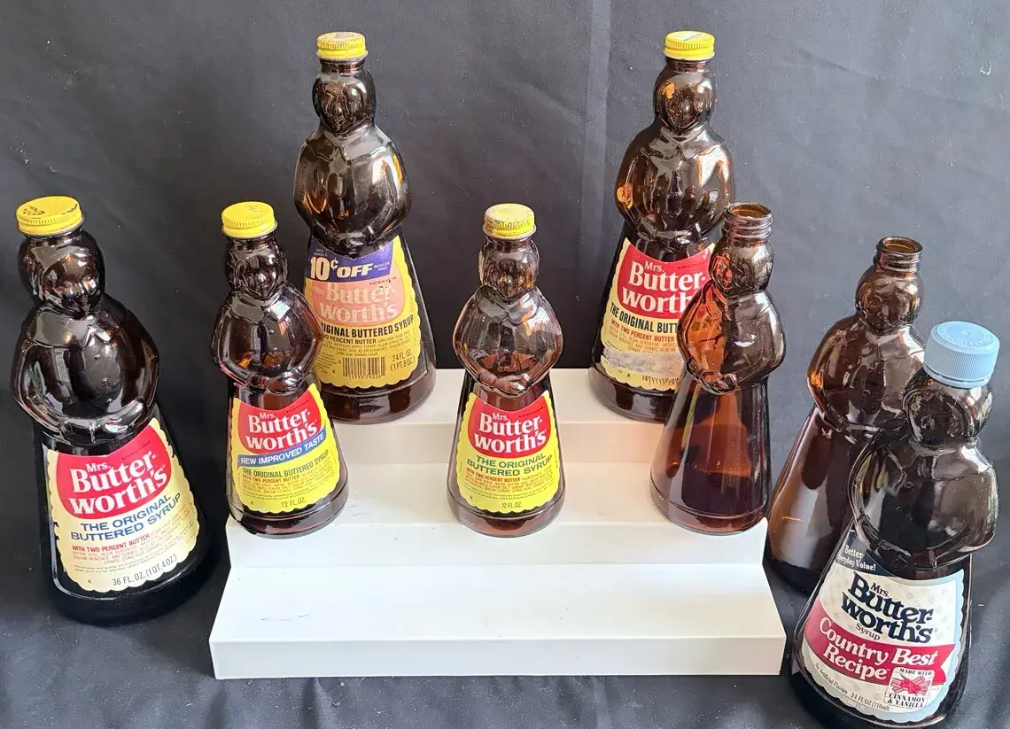 Vintage Mrs. Butterworth’s Glass Syrup Bottle Collection - 8 Bottles