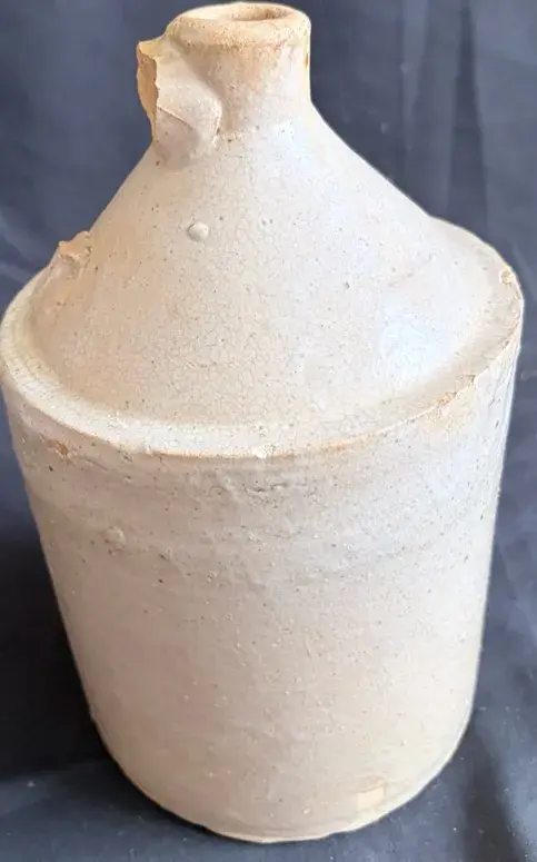Vintage Stoneware Jug With Broken Handle 