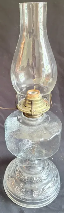 Vintage Glass Oil Lamp Converted To Electric Table Lamp