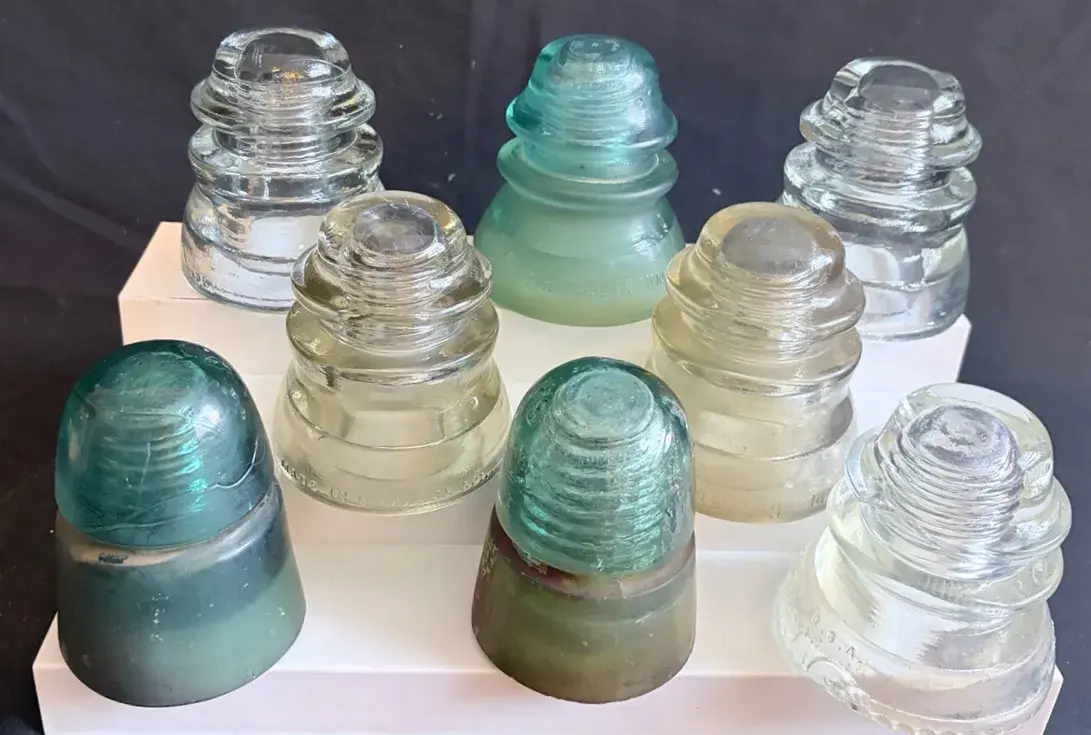 Vintage Glass Telephone & Utility Insulators - Set of 8