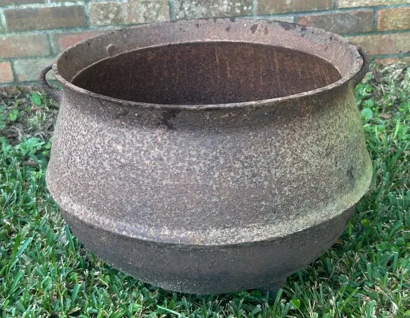 Vintage Cast Iron Cauldron Planter