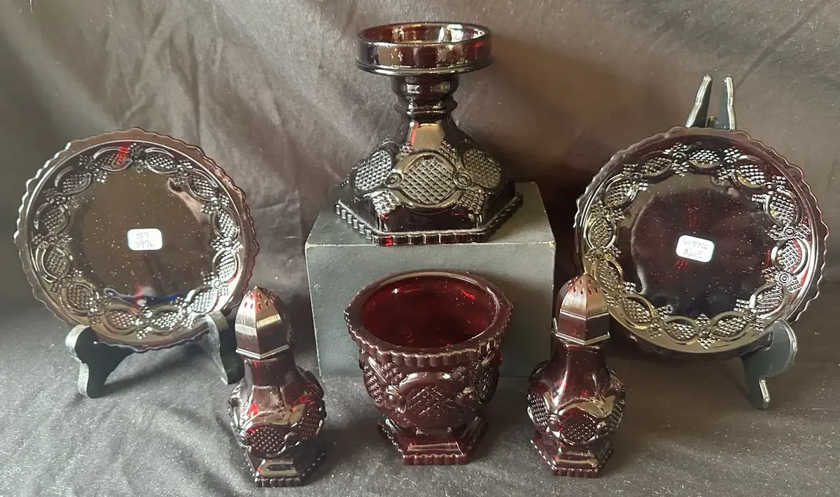 Vintage Avon Cape Cod Ruby Red Glass Tableware Collection
