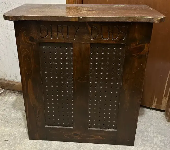 Rustic Wooden “Dirty Duds” Laundry Hamper