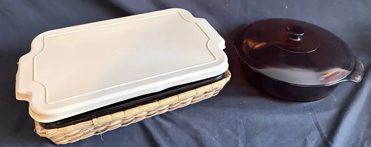 Vintage Anchor Hocking Amber Ovenware Casserole & Baking Dish Set