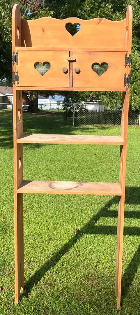 Tall Country Pine Heart Cutout Shelf Cabinet