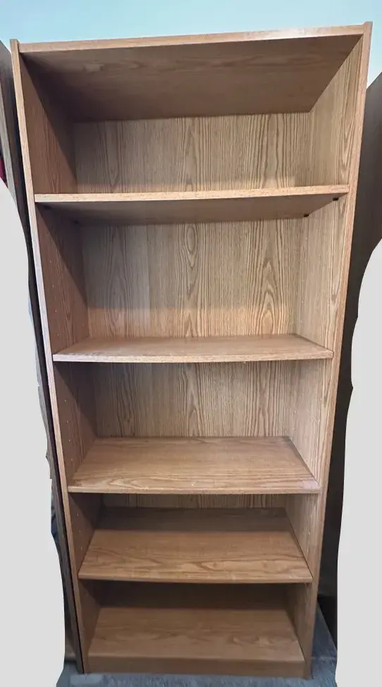 Tall Blonde Wood-Look Bookcase With Adjustable Shelves
