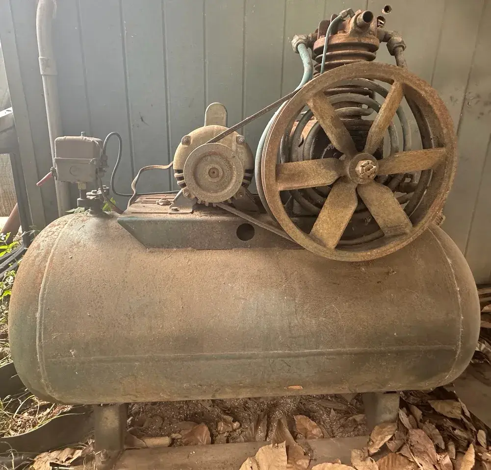 Vintage Belt-Drive Industrial Air Compressor With JAX Electric Motor