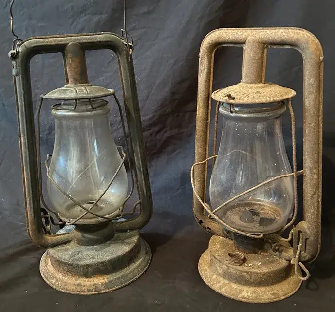 Two Vintage Kerosene Lanterns - Paul’s Leader Globes