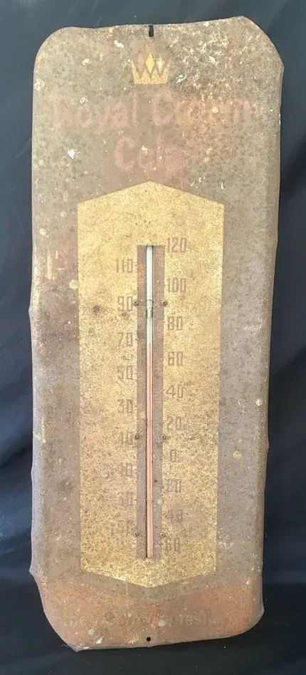 Vintage Royal Crown Cola RC Metal Thermometer Sign
