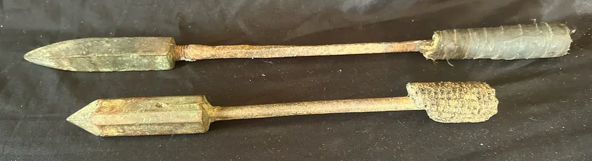 Antique Copper Soldering Irons With Wrapped Handles