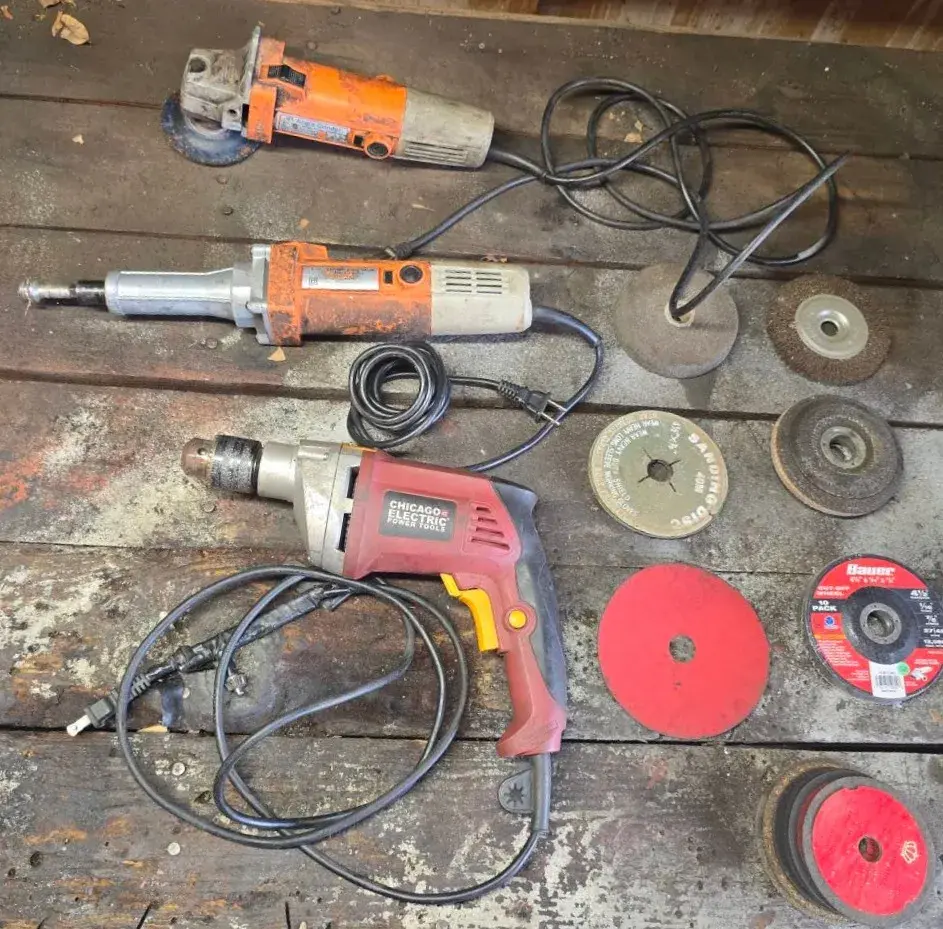 Chicago Electric Power Tool Lot With Grinders & Accessories