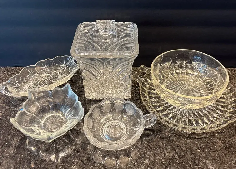 Large Lidded Candy Jar, Other Glass Serving Pieces