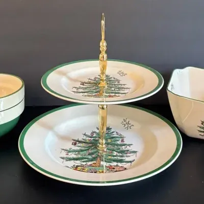 Spode Christmas Tree Double-Tier Serving Tray