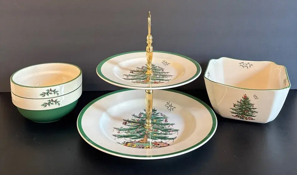 Spode Christmas Tree Double-Tier Serving Tray