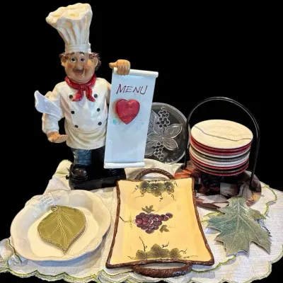 Large Resin Chef Chalkboard & Plates