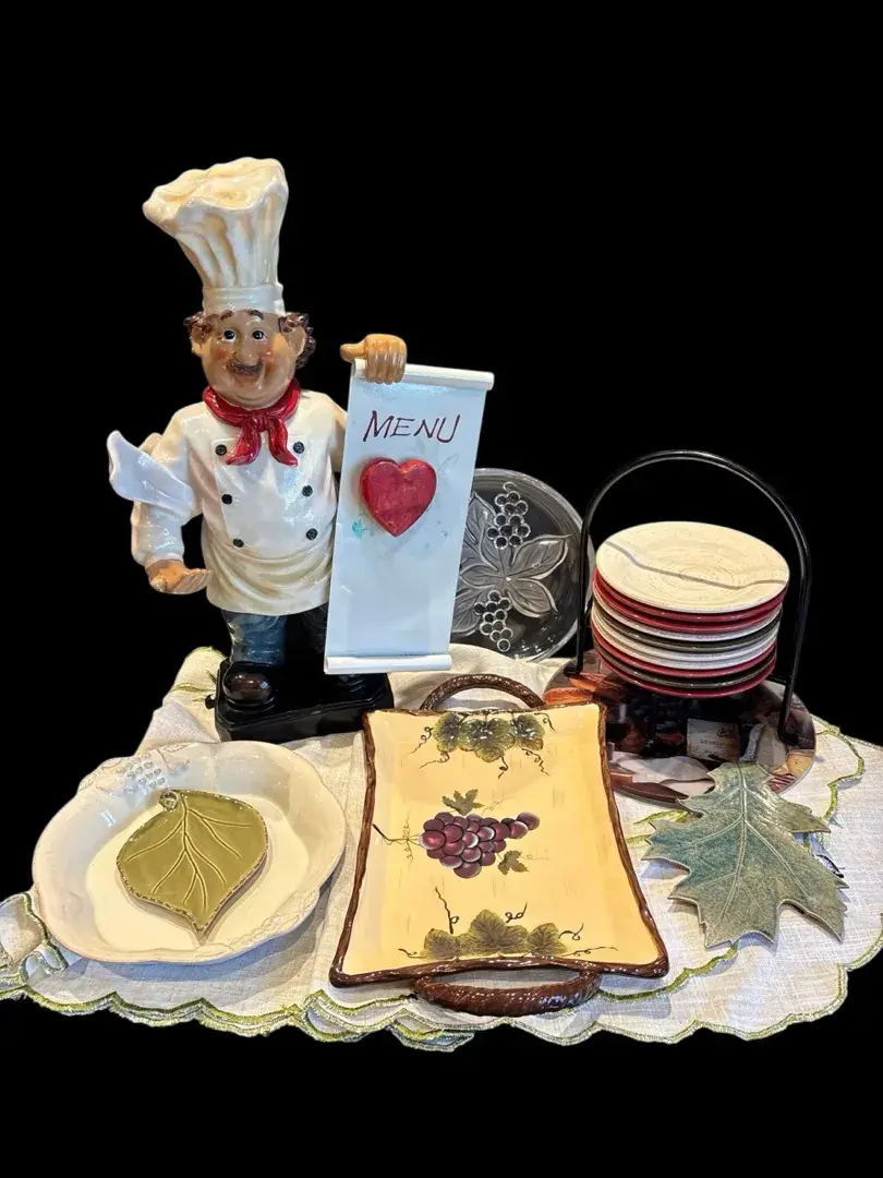 Large Resin Chef Chalkboard & Plates