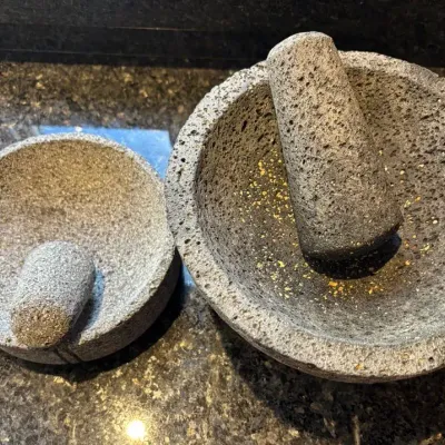 Large Stone Footed Molcajete & Flat Bottom Molcajete