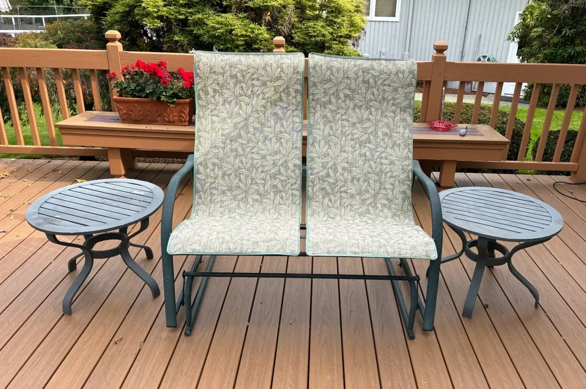 Patio Glider And Side Tables