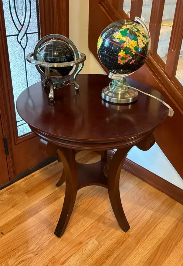 Globe With Rocks And Minerals And Side Table 