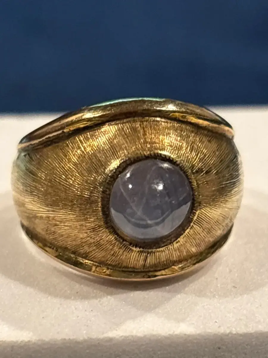 Men’s 14K Gold Ring With Gray Star Sapphire  