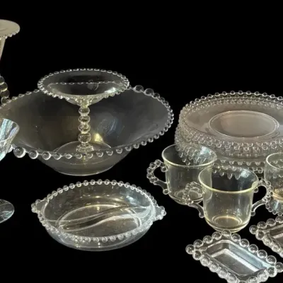 Candlewick Glasses, Bowl, Double Handled Vase And Mores