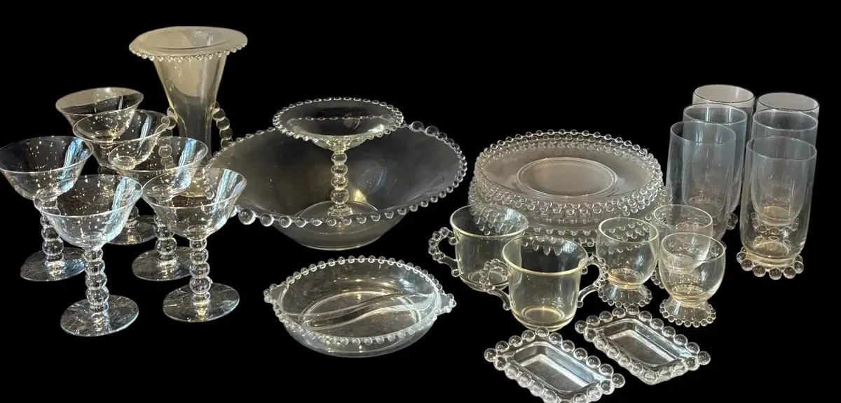 Candlewick Glasses, Bowl, Double Handled Vase And Mores