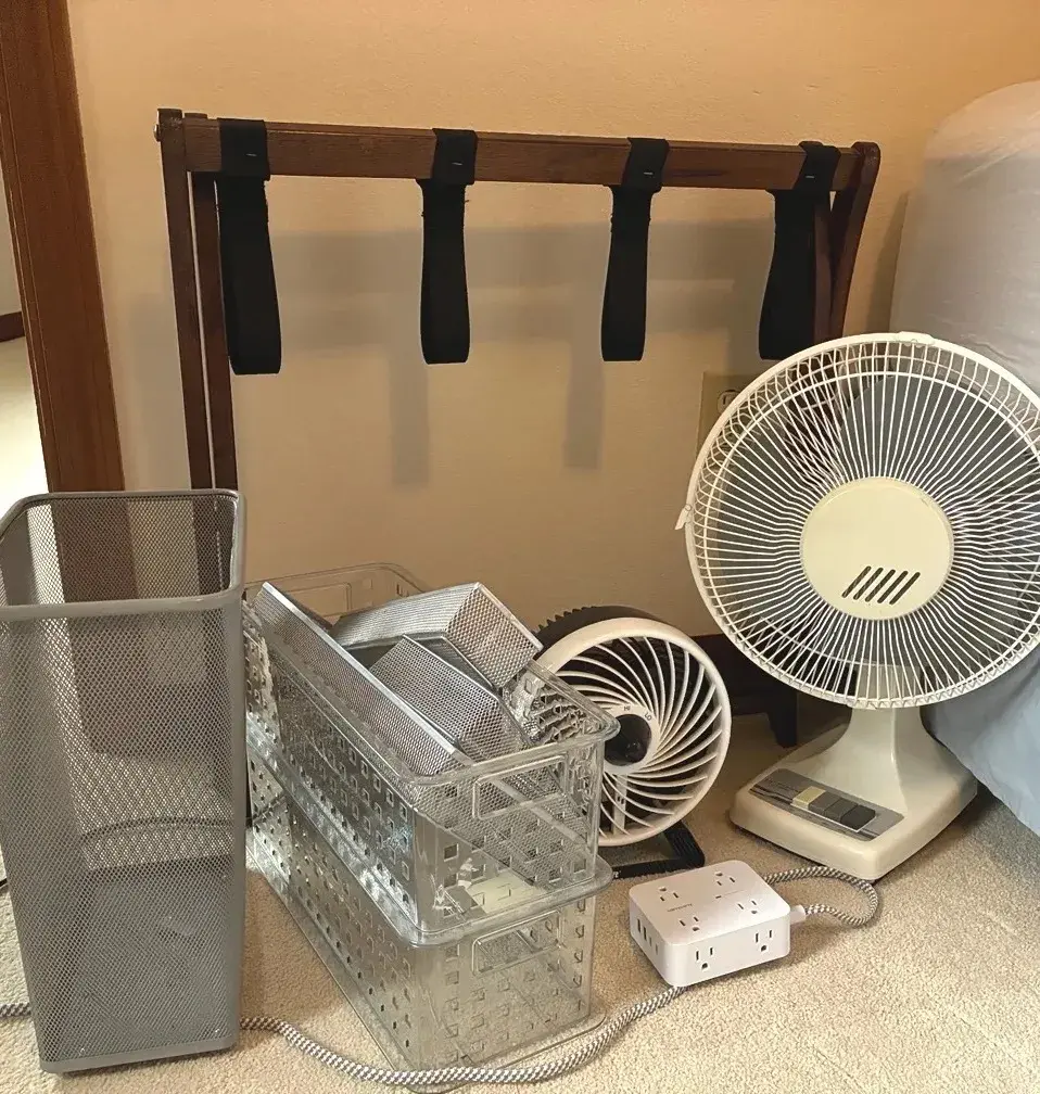 Suitcase Stand And Small Fans 