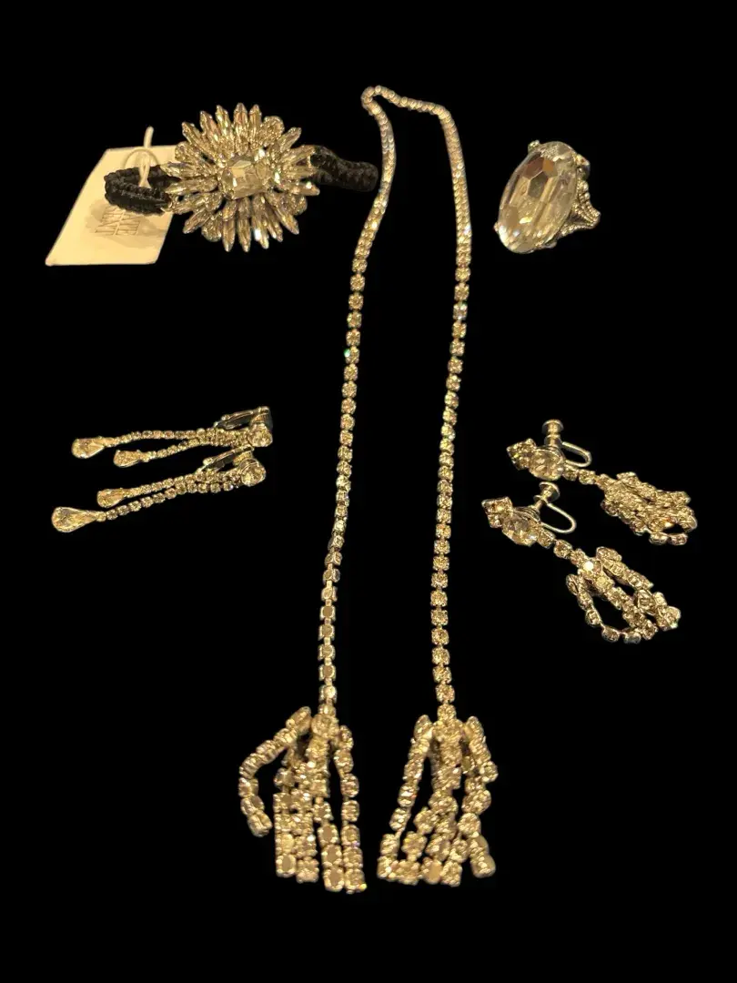 Lariat Crystal Necklace, Earrings, Ring And Bracelet