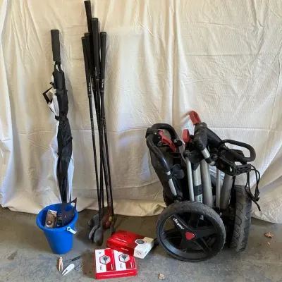 Clicgear Golf Bag Cart And Golf Clubs 