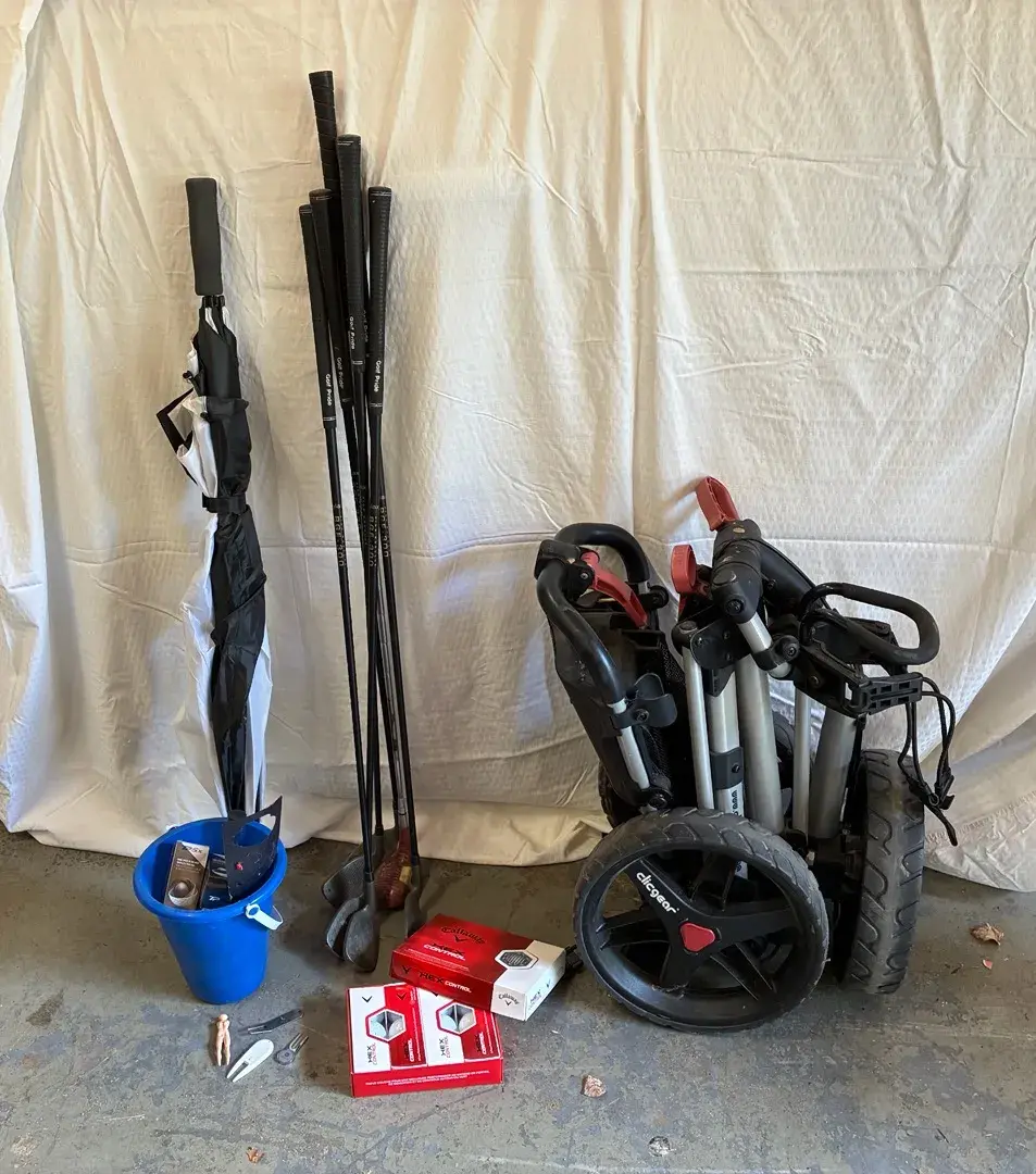 Clicgear Golf Bag Cart And Golf Clubs 