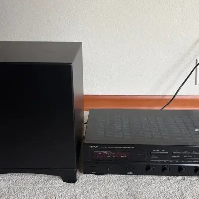 Denon DRA-435R Stereo Receiver & MartinLogan Dynamo Powered Subwoofer Audio Bundle Powers On 