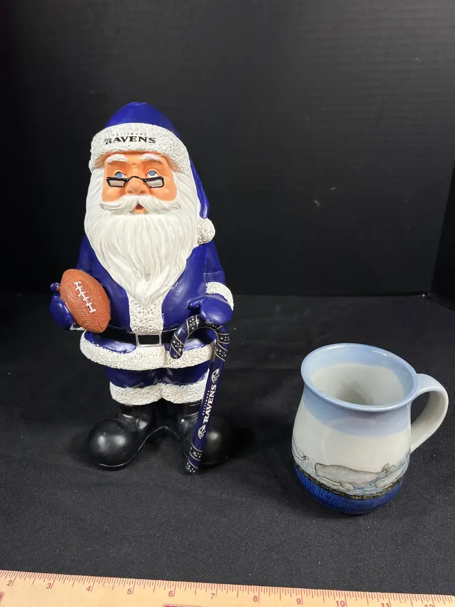 Baltimore Ravens NFL 11” Santa and Mug From Japan 