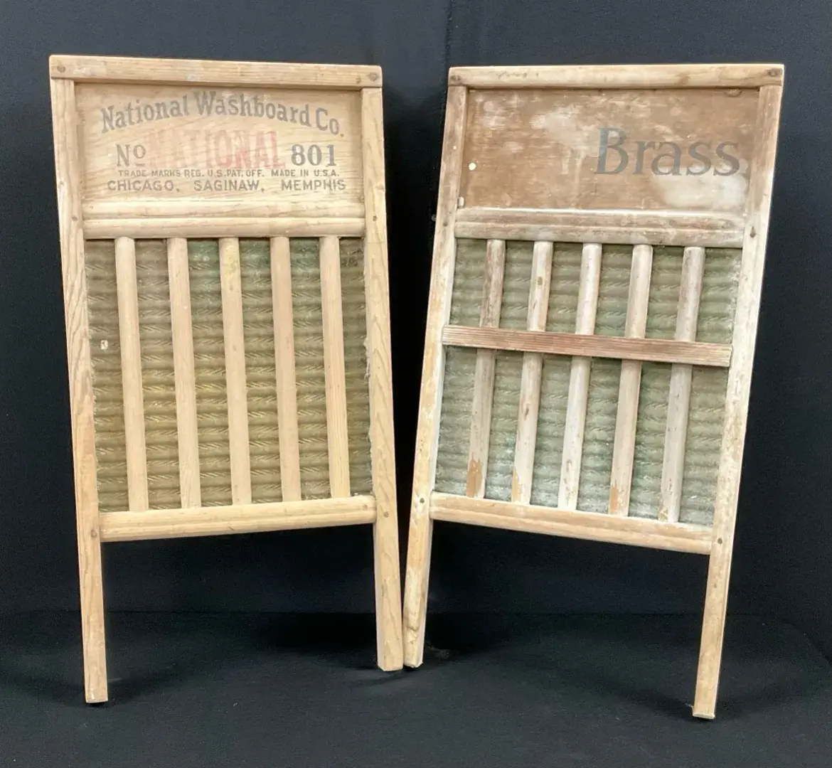Paired Vintage Wooden Washboards