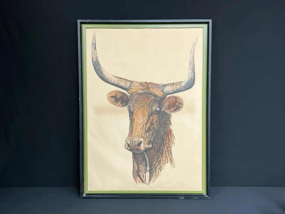 Hand Colored And Signed Cow Print