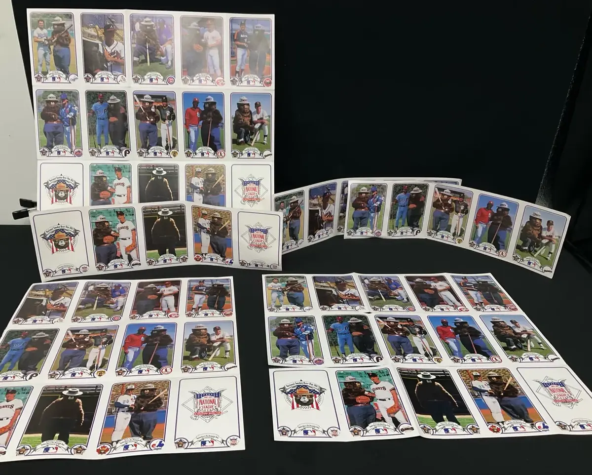 Uncut Smokey Bear Baseball Cards