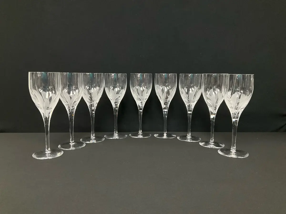 Atlantis Foliage Crystal Stemmed Wine Glasses