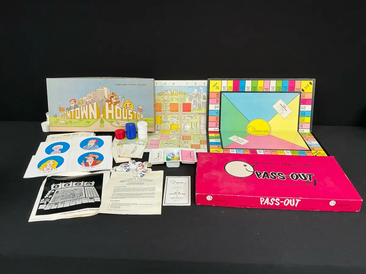 Boomtown Houston And Pass-Out Vintage Board Games 