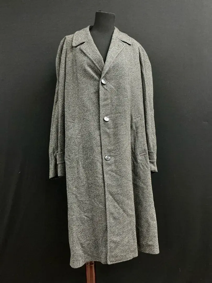 Vintage Gray Wool Tweed Overcoat