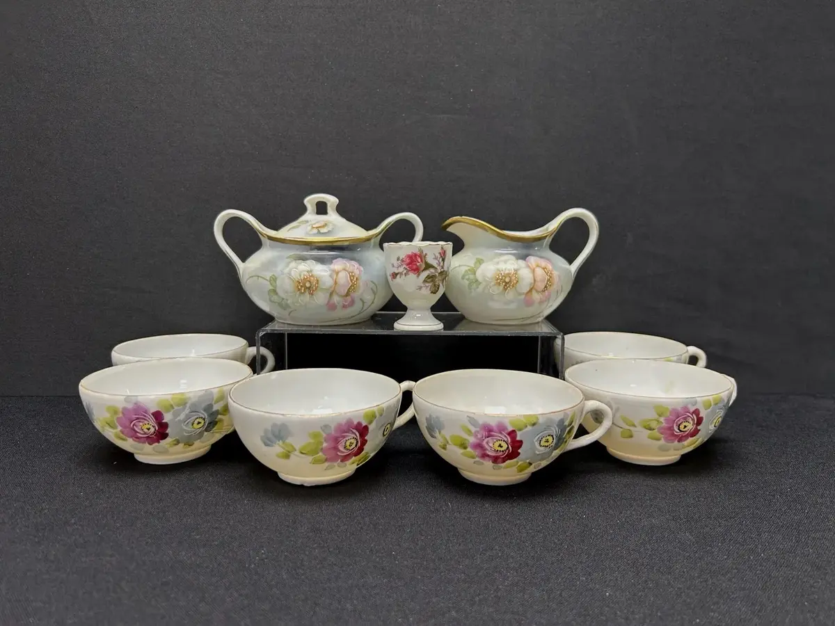 Floral Creamer & Sugar + Tea Cups