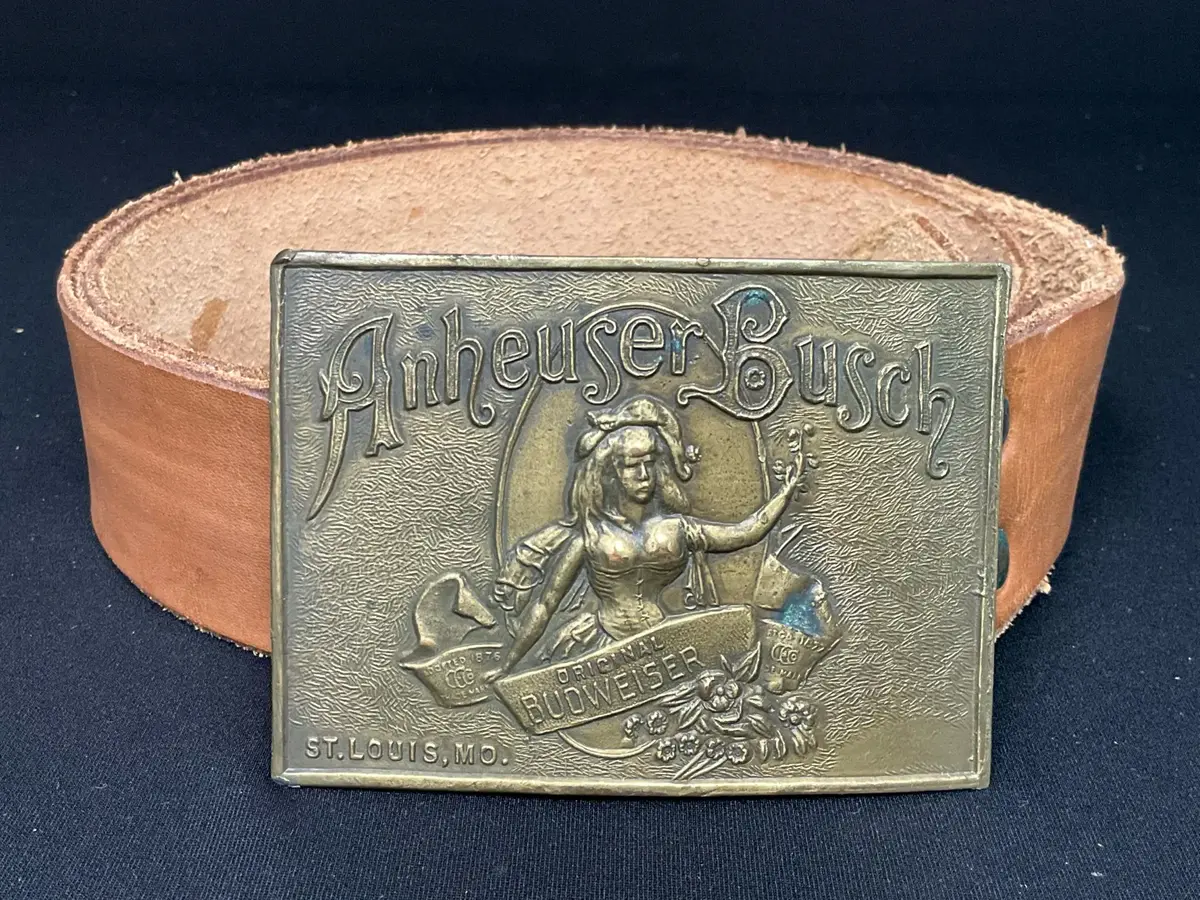Anheuser-Busch Brass Buckle & Leather Belt 