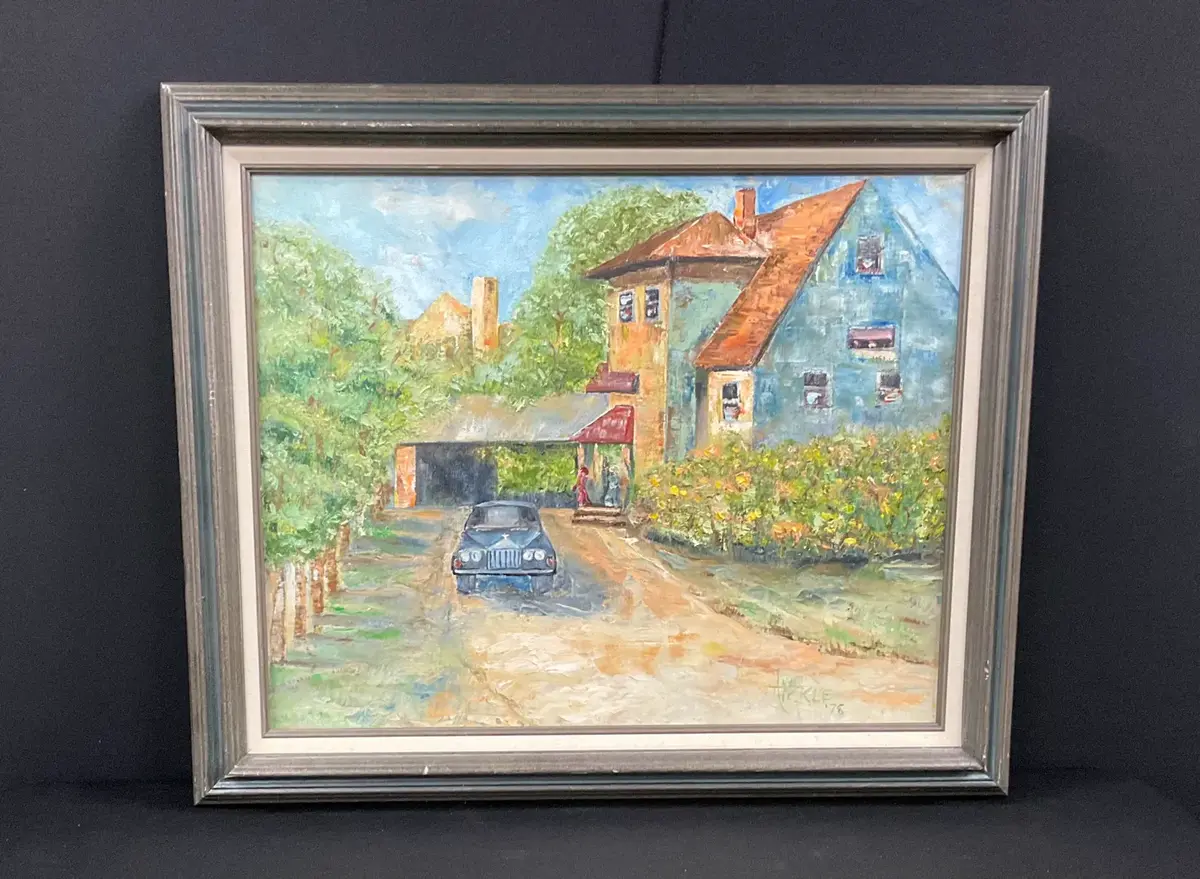 Oil Painting Depicting Estate Scene 