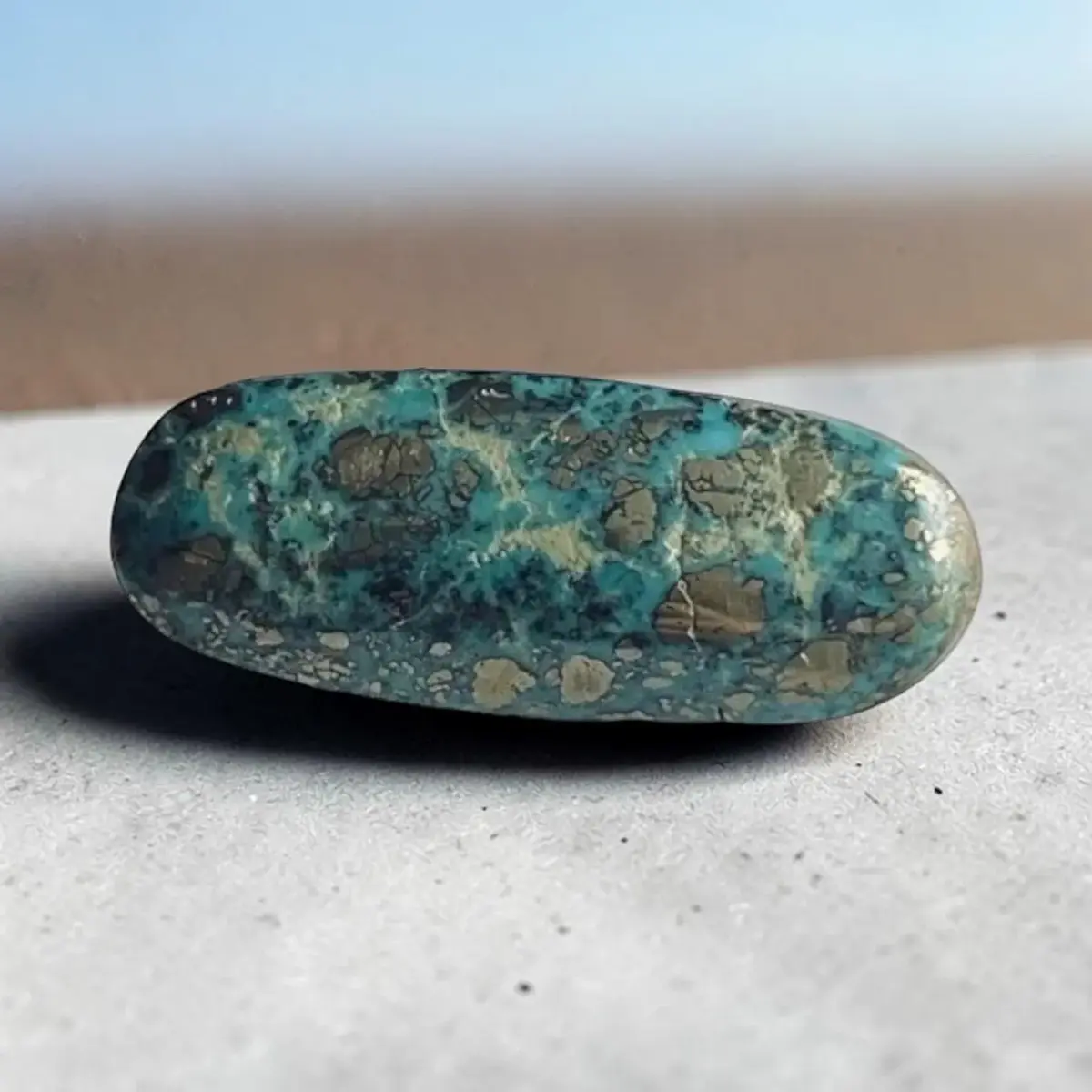 Turquoise Cabochon Pin from New Mexico * 32.5mm X 12.5mm  * 4.99g 