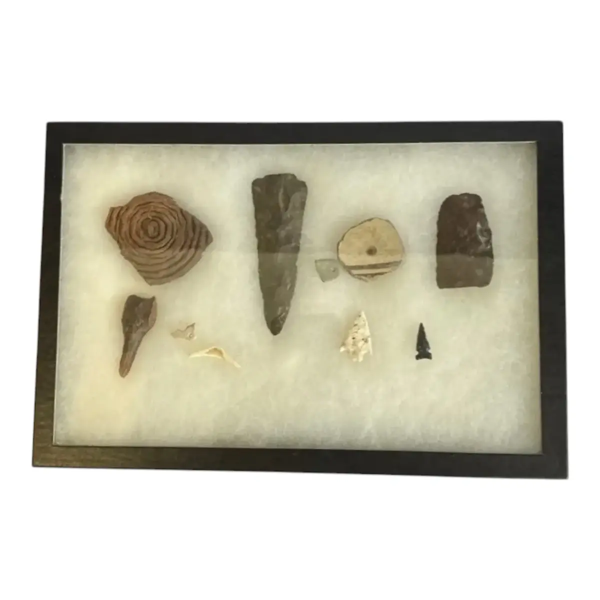 Mimbres Indian Artifact Tray * Spear Points * Pottery Shards * Arrowheads *
