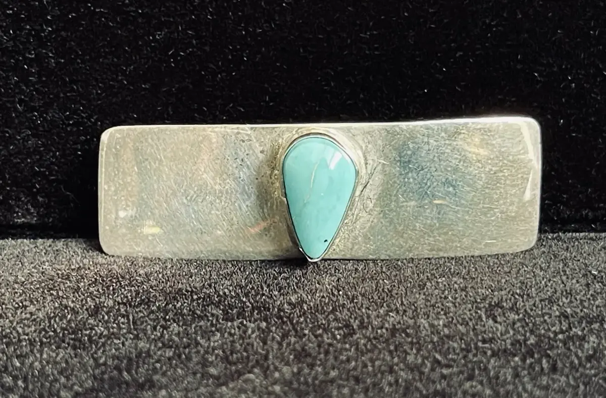 2” Long Sterling Silver Barrett * Tyronne 8.5x14mm Turquoise* Handmade Custom Made Design
