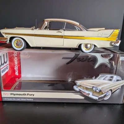 Auto World 1957 Plymouth Fury 1:18 Scale Die-Cast Model with Box