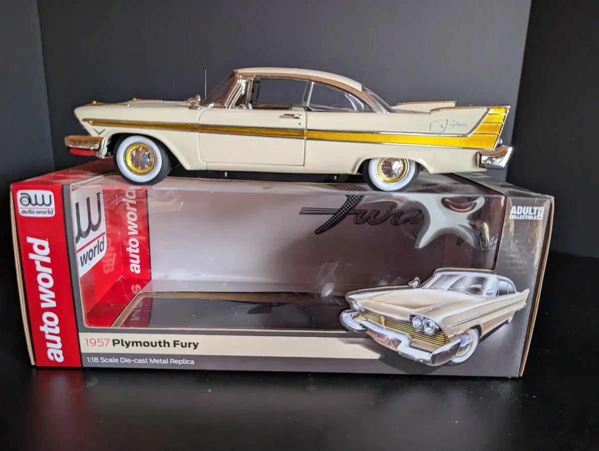 Auto World 1957 Plymouth Fury 1:18 Scale Die-Cast Model with Box