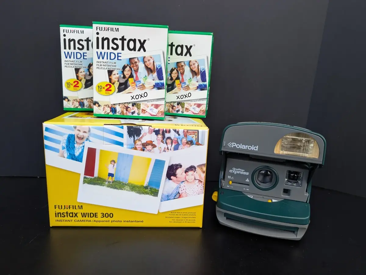 Fujifilm Instax Wide 300 Instant Camera with Polaroid OneStep Express & Film