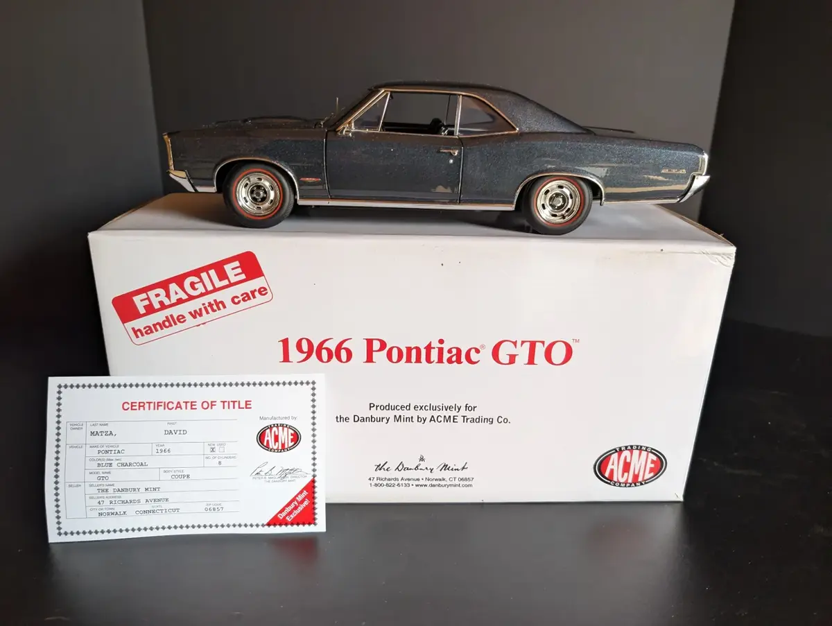 1966 Pontiac GTO Danbury Mint ACME Die Cast Model with Box and Certificate