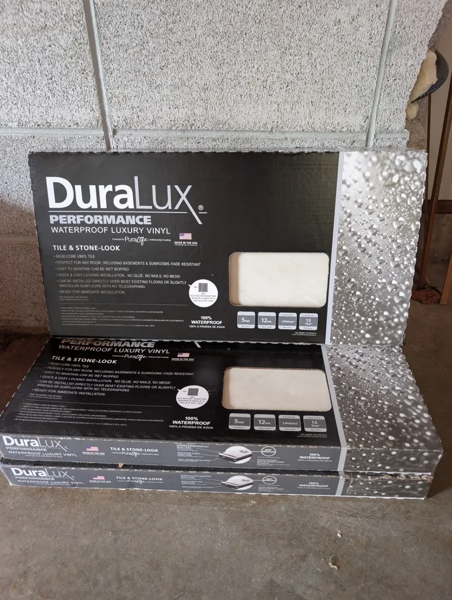 3 Boxes DuraLux Champagne Limestone Waterproof Luxury Vinyl Flooring