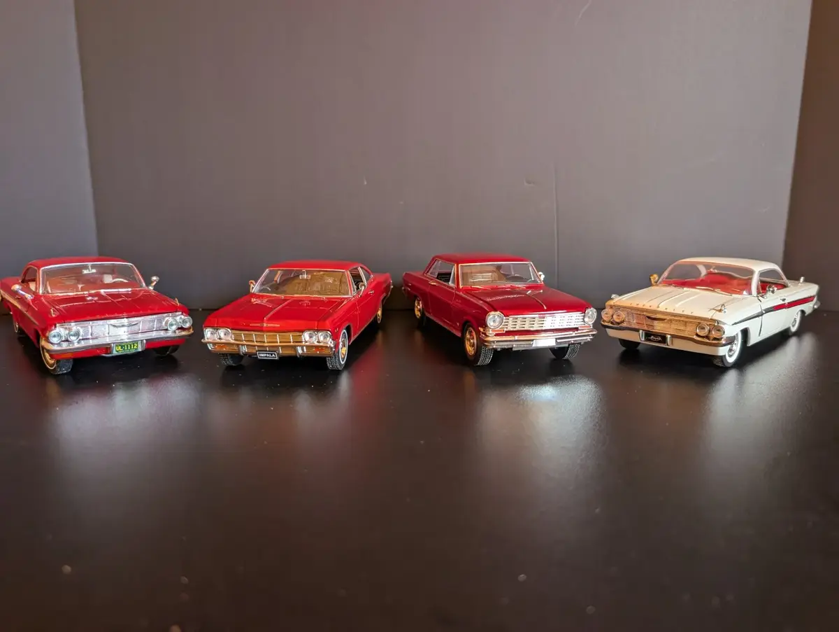 4-Piece 1:24 Chevrolet Impala & Nova SS Diecast Model Car Collection